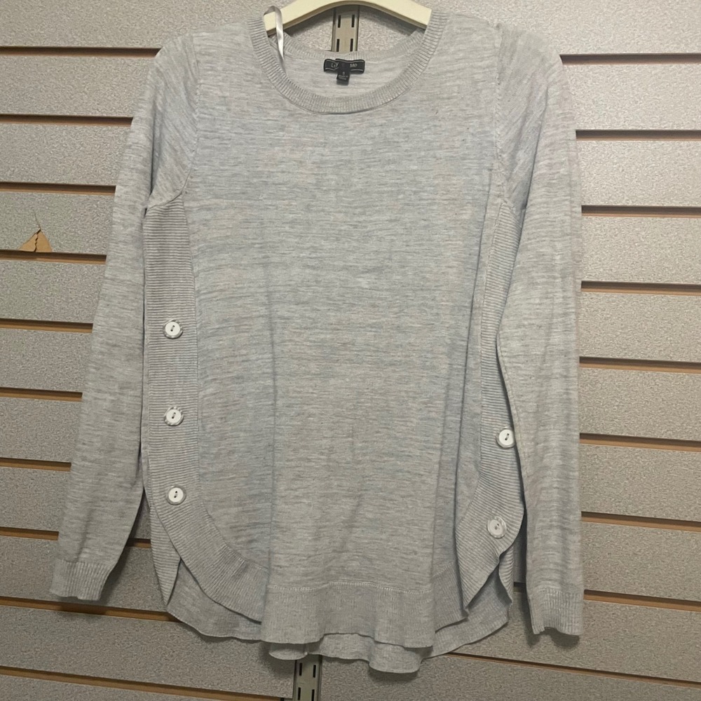 Lety Me Womens‎ Light Gray Button Side Sweater Top Size S